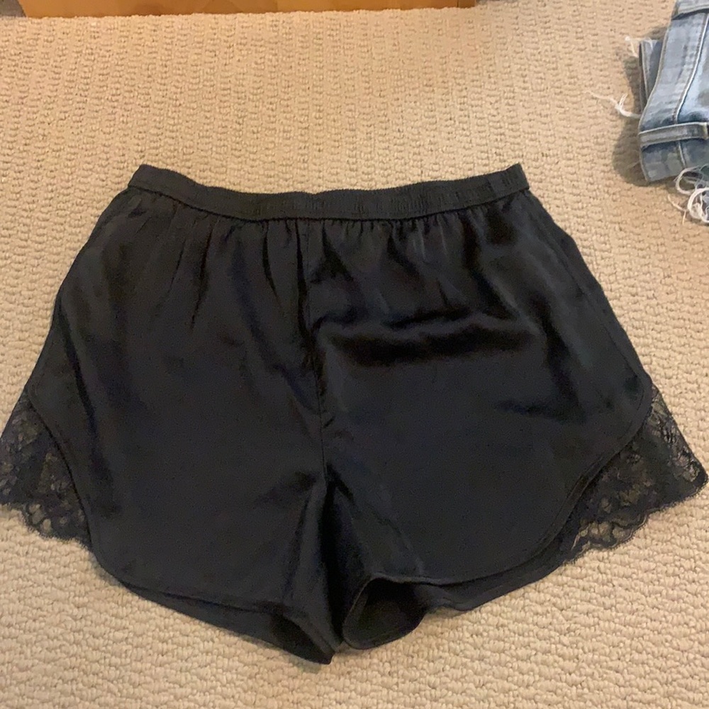 Satin black shorts